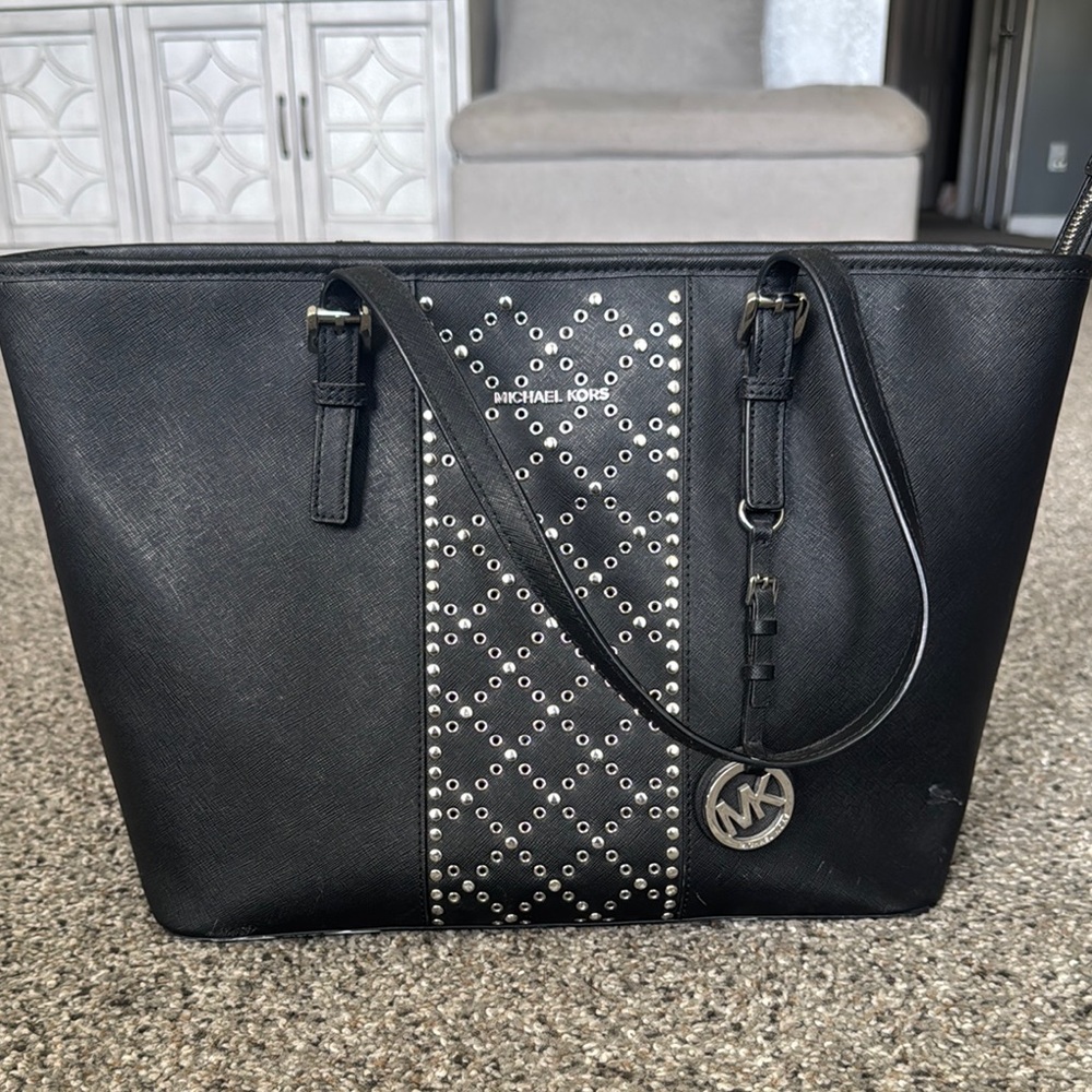Michael Kors Black Studded Tote Bag